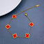 Clover Flower Red 18K Gold Stainless Steel Adjustable Bracelet Bulk