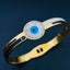 Stainless Steel Evil Eye Mother of Pearl 18K Gold Openable Kada Bangle Women