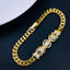Panther Dual Face 18K Gold CZ Anti Tarnish Curb Chain Bracelet Bulk