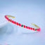 Hot Neon Pink Enamel Slim Studded Free Size Cuff Kada Bangle Bulk