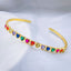 Rainbow Love Heart Multi Color CZ 18K Gold Cuff Bangle Bulk