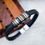 Rope Stainless Steel Silver Black Customized Personalised Laser Engraved Wrist Band Leather ID Bracelet For Men