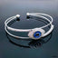 Blue Evil Eye Baguette Cubic Zirconia Silver Cuff Kada For Women Bulk
