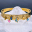 Evil Eye Dangling Charms 18K Gold Stainless Steel Openable Kada Bracelet for Women