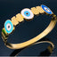 Triple Blue Evil Eye Gold Stainless Steel Openable Kada Bracelet Bulk