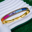 Gradiating Rainbow Multi Baguette Gold Openable Kada Bracelet Bulk