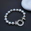 Ring Baguette CZ Pearl Silver Stretchable Free Size Bracelet Bulk