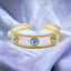 Three Evil Eye Mother Of Pearl Twin 18K Gold Cuff Kada Bangle Bulk