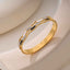 Wave Cubic Zirconia Mother of Pearl White Black 18K Gold Anti Tarnish Stainless Steel Openable Kada For Women