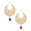 Gold Plated Filigree Pearl Ruby Red Chaand Bali Earring Bulk