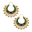 Green Meena Large Antique Gold Plated Chaand Bali Earring Women Bulk