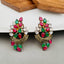 Floral Marquise 18K Gold Green Maroon Kundan Stud Earring Women Bulk