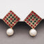 Square Pink Green Pearl Antique Gold Plated Earring For Women Bulk