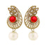 Paisley Filigree American Diamond Pearl Red Earring For Women Bulk