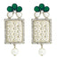 Designer American Diamond Green Pearl Rhodium Long Earring Women Bulk