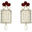 Designer American Diamond Ruby Red Pearl Rhodium Long Earring Bulk