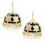 Lotus Gold Plated Navy Blue Meenakari Jhumki Earring For Women Bulk