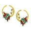 Flower Filigree Victorian Red Green Gold Crescent Stud Earring Bulk