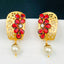Victorian Matte Gold American Diamond CZ Ruby Red Stud Earring Bulk