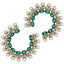 Gold Green Crystal CZ Pearl Chaand Bali Stud Earring Bulk
