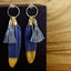 Stylish Trendy Young Grey Gold Long Tassel Feather Earring Women Bulk