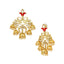 Flower Leaf Design Gold Red Pearl Filigree Jhumki Dangle Earring Bulk