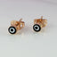 Tiny Evil Eye Gold Black Copper Enamel Stud Earring Pair Women Bulk