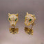 Copper Panther Lion Cubic Zirconia Studded 18K Gold Stud Earring Bulk