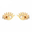 Eyelash Evil Eye 18K Gold Copper Stud Earring Pair For Women Bulk