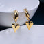 Love Heart Glossy Silver 18k Gold Dangling Hoop Earring for Women