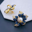 Flower Blue Cubic Zirconia Pearl 18K Gold Stud Earring For Women Bulk