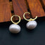 Button Pearl 18K Gold Copper Hoop Bali Drop Earring For Women Bulk