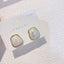 Trapezoid Shape Pearl 18K Gold Copper Stud Earring For Women Bulk