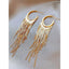 Long Chain Glossy Copper 18K Gold Dangling Tassel Hoop Earring Bulk
