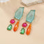 Geometric Blue Multi CZ Gold Anti Tarnish Dangler Earring Pair Bulk