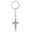 Rosary Cross Gold Silver CZ Stainless Steel Gold Silver Key Chain Bulk