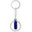 Dual Inside Rhodium Stainless Steel Blue Silver Key Chain Bulk