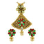 Red Green Kundan Pearl Antique 22K Gold Pendant Earring Set Bulk