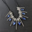 Delicate Oxidized Silver Faceted Blue Pear Crystal CZ Necklace Bulk