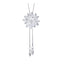 Dual Flower Crystal Pearl Cz American Diamond Long Chain Necklace