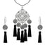 Tassel Dangle Flower Oxidised Tribal German Silver Pendant Earring