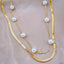 Dual Layer Pearl 18K Gold Stainless Steel Snake Necklace Chain Bulk