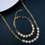 Bezel Heart CZ 18K Gold Links Chain Necklace Bracelet Combo Set Bulk