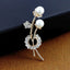Flower Leaf Ad Cz Crystal Pearl Rose Pink Gold Brooch Badge Pin Needle
