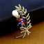 Flower Leaf Bouquet Ad Cz Crystal Pearl Silver Brooch Badge Pin Needle