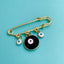 Alloy Enamel Gold Evil Eye Safety Pin Brooch For Women Black Bulk