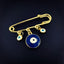 Alloy Enamel Gold Evil Eye Safety Pin Brooch For Women Blue Bulk