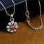 Flower CZ Maroon Brass CZ Pearl Necklace Pendant Chain Bulk