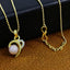Heart Love CZ 18K Gold Pink American Diamond Pearl Pendant Chain Bulk