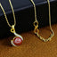 Daily 18K Gold Pink American Diamond Pearl Necklace Pendant Chain